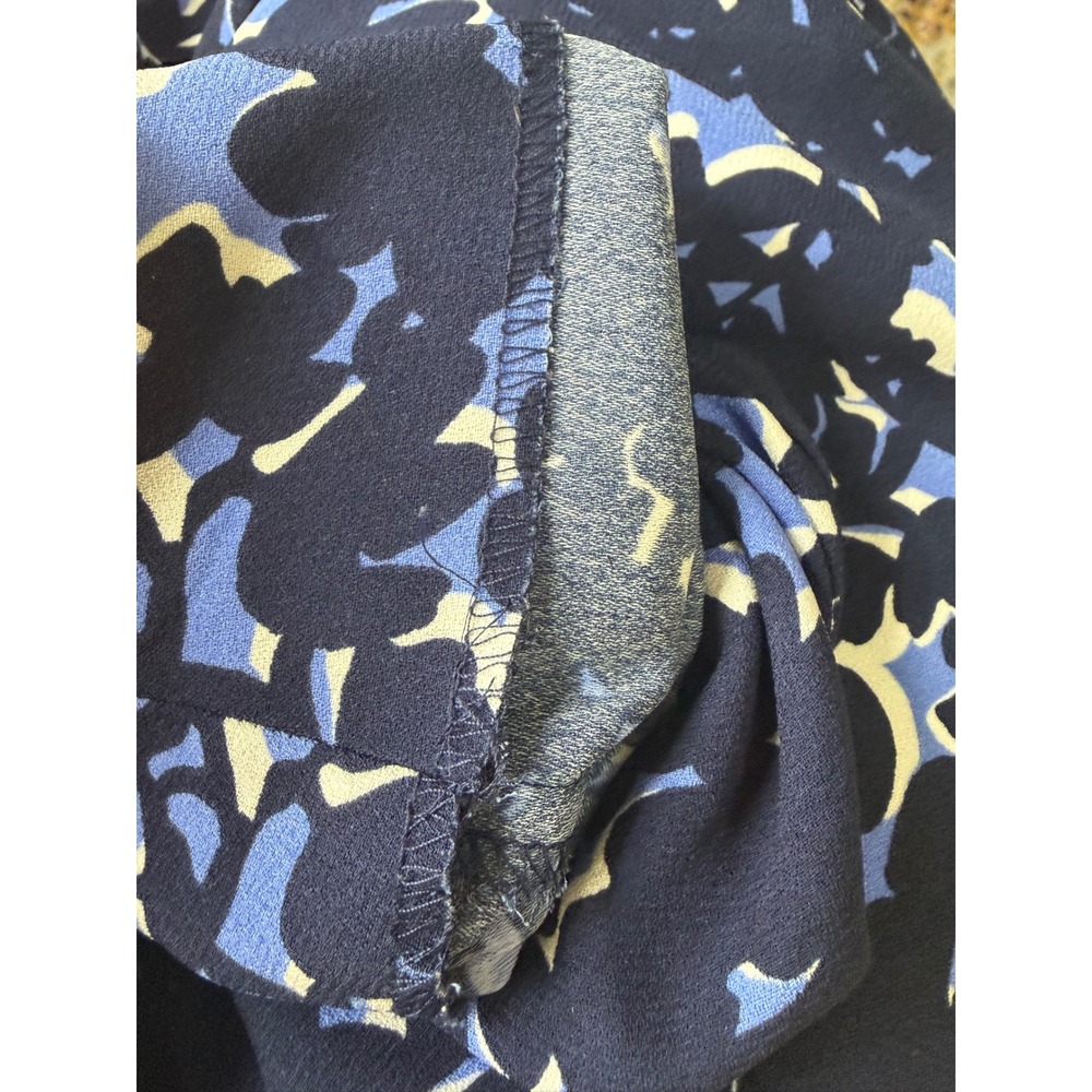 Talbots Blue Floral Scalloped Neck Sheath Dress 3/4 Sleeve Navy White Size 2 - Picture 12 of 16